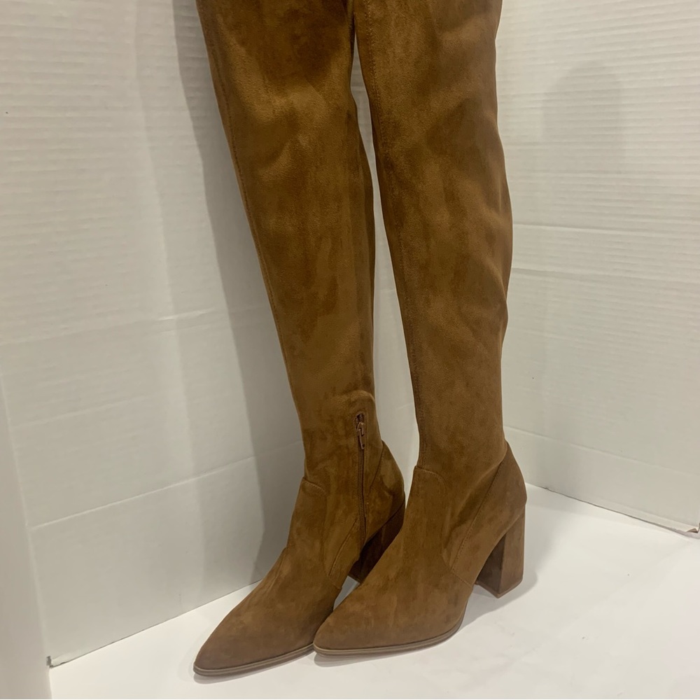 STEVE MADDEN rust/tan suede size 11 over the knee boots suede heel Tava style - Picture 3 of 16